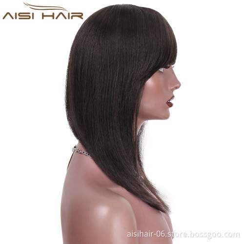 Aisi Hair Natural Black Brazilian Hair Wigs 100% Unprocessed Human Hair Long Straight Wigs For Black Women